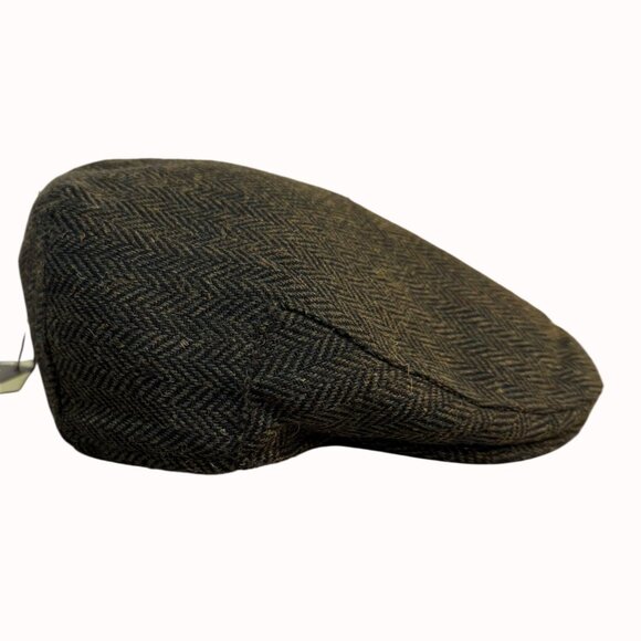 Quiet Man Flat Cap Irish Wool Blend Herringbone Size M VTG Newsboy Made Ireland - Picture 1 of 11